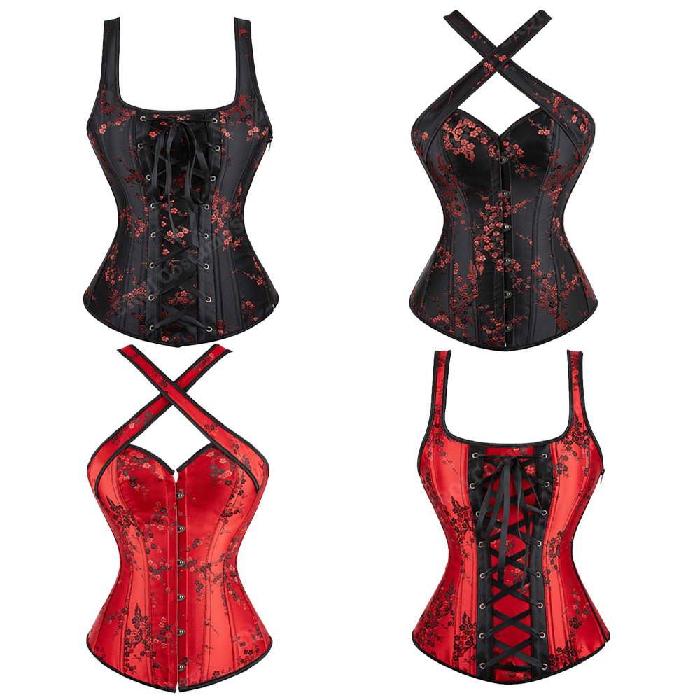 Corset Waist Cinch - Espartilho com alças para mulher floral